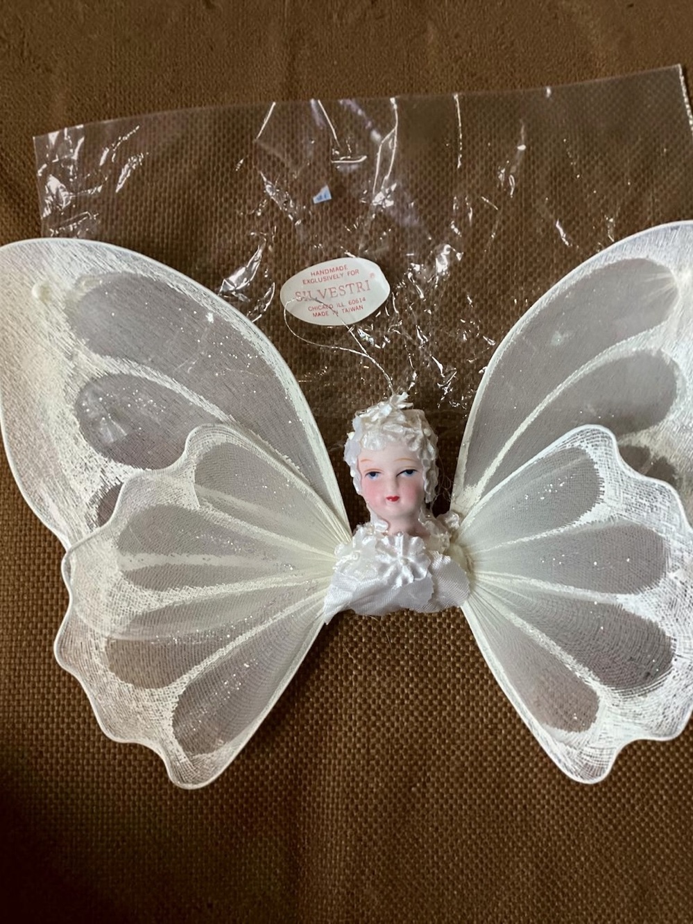 Silvestri White Gossamer Mesh Wing Angel Ornament Tree Topper